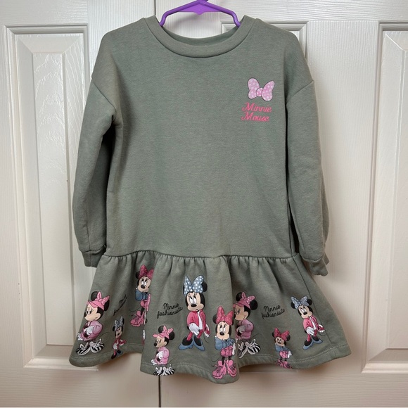 Disney Other - Disney Minnie Mouse Grey Graphic Long Sleeve Dress